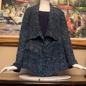 DRAPED COLLAR OPEN FRONT CARDI